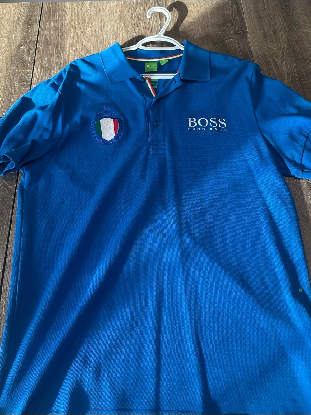 Boss Bright Blue Polo with Tricolor Trim